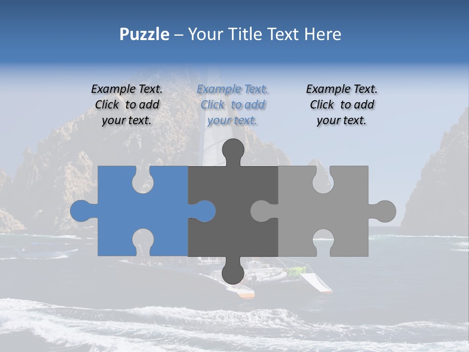 A Sailboat In The Ocean With Rocks In The Background PowerPoint Template