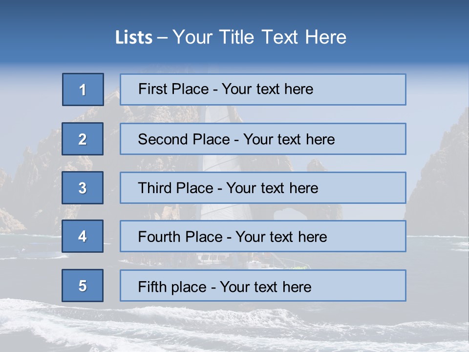 A Sailboat In The Ocean With Rocks In The Background PowerPoint Template