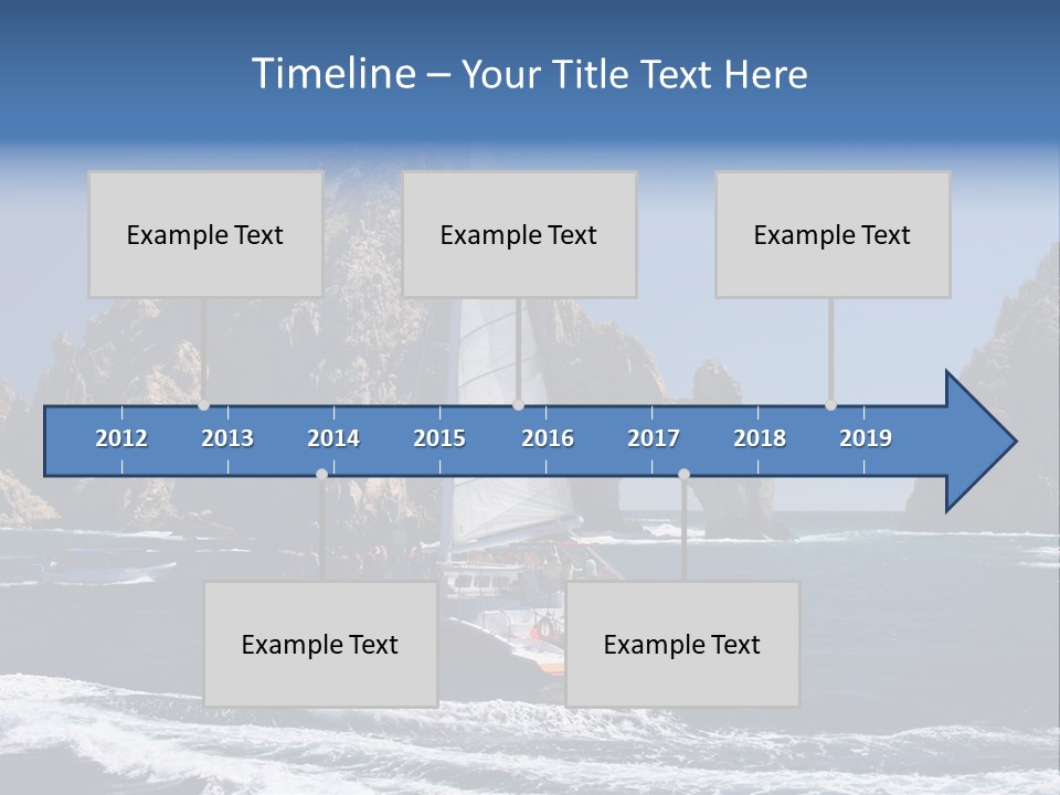 A Sailboat In The Ocean With Rocks In The Background PowerPoint Template