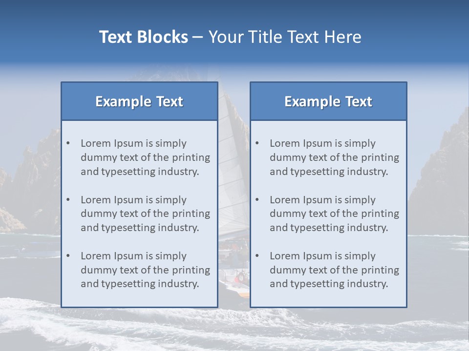 A Sailboat In The Ocean With Rocks In The Background PowerPoint Template