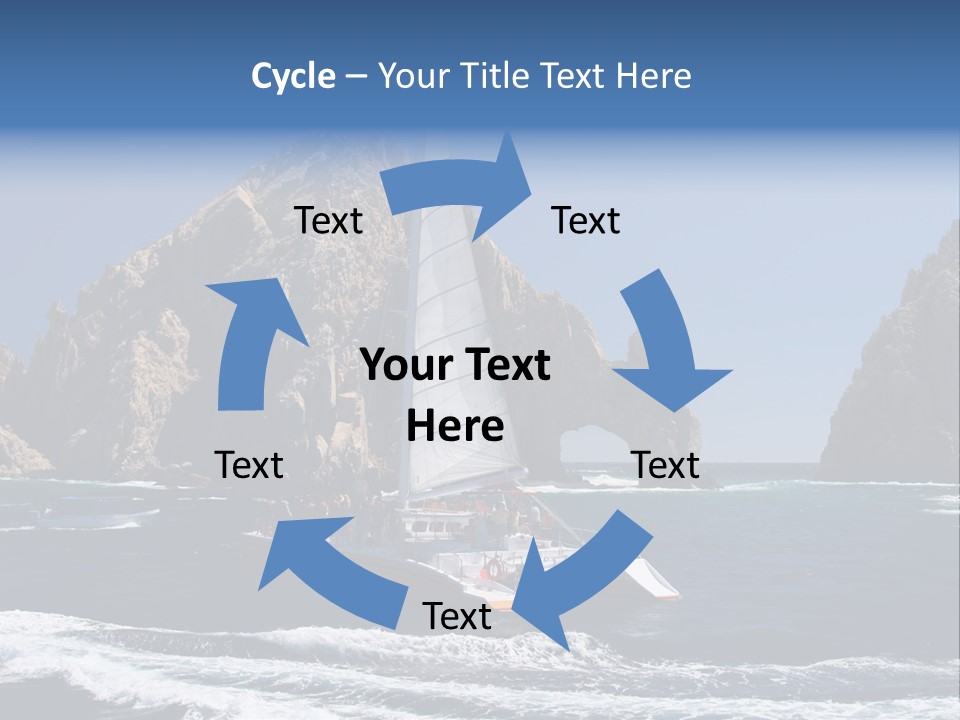 A Sailboat In The Ocean With Rocks In The Background PowerPoint Template