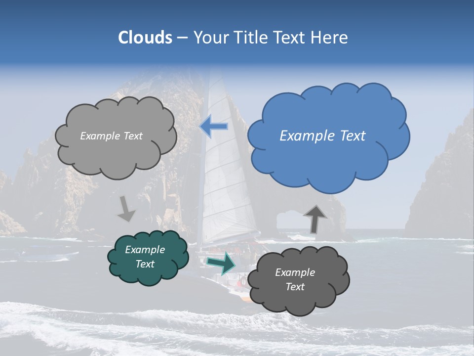 A Sailboat In The Ocean With Rocks In The Background PowerPoint Template