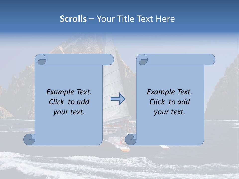 A Sailboat In The Ocean With Rocks In The Background PowerPoint Template