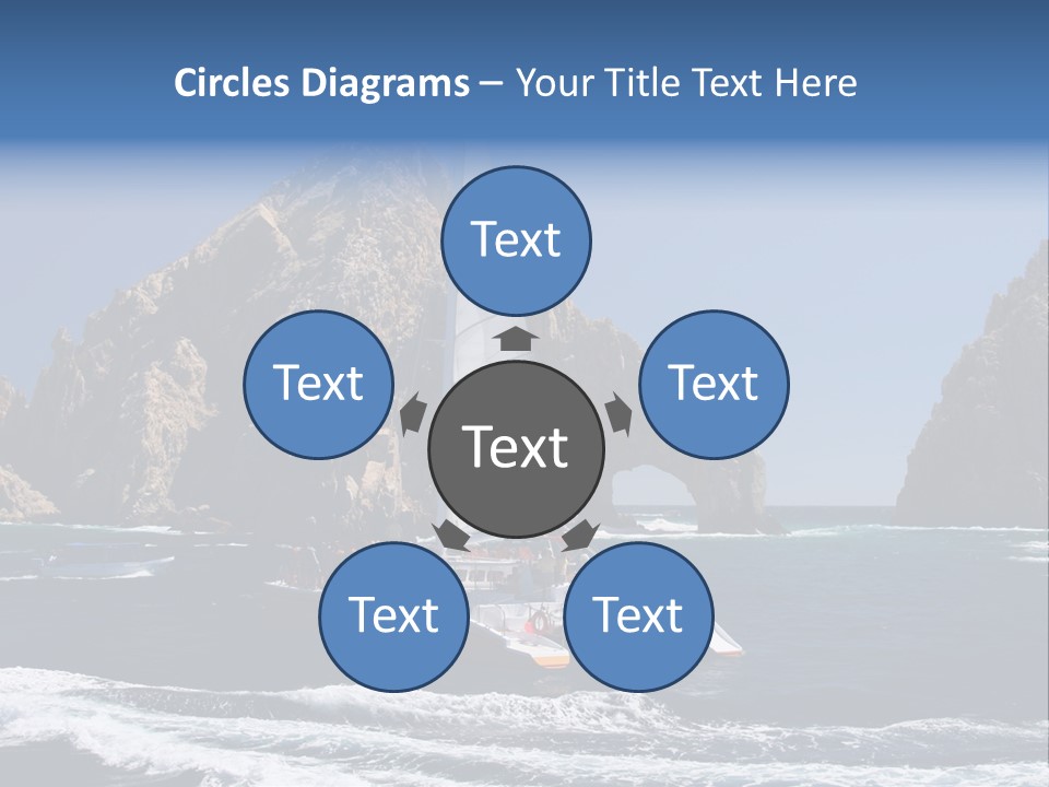 A Sailboat In The Ocean With Rocks In The Background PowerPoint Template