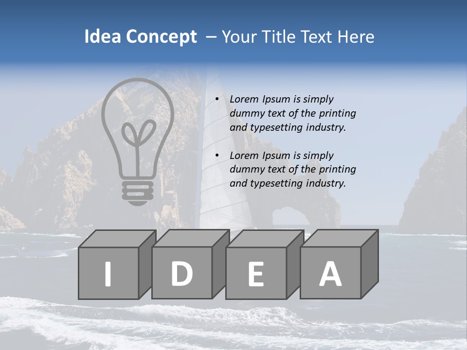 A Sailboat In The Ocean With Rocks In The Background PowerPoint Template