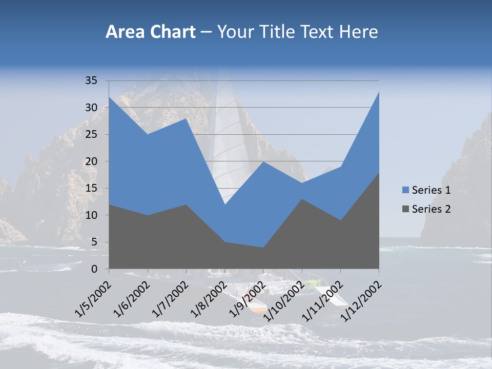 A Sailboat In The Ocean With Rocks In The Background PowerPoint Template