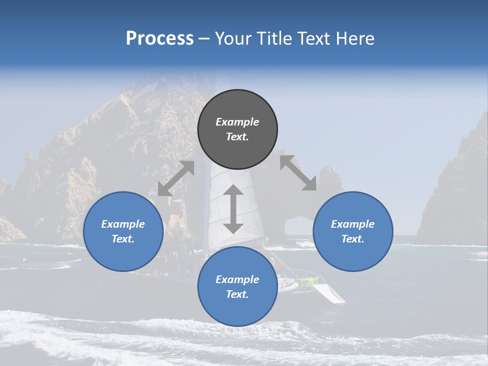 A Sailboat In The Ocean With Rocks In The Background PowerPoint Template