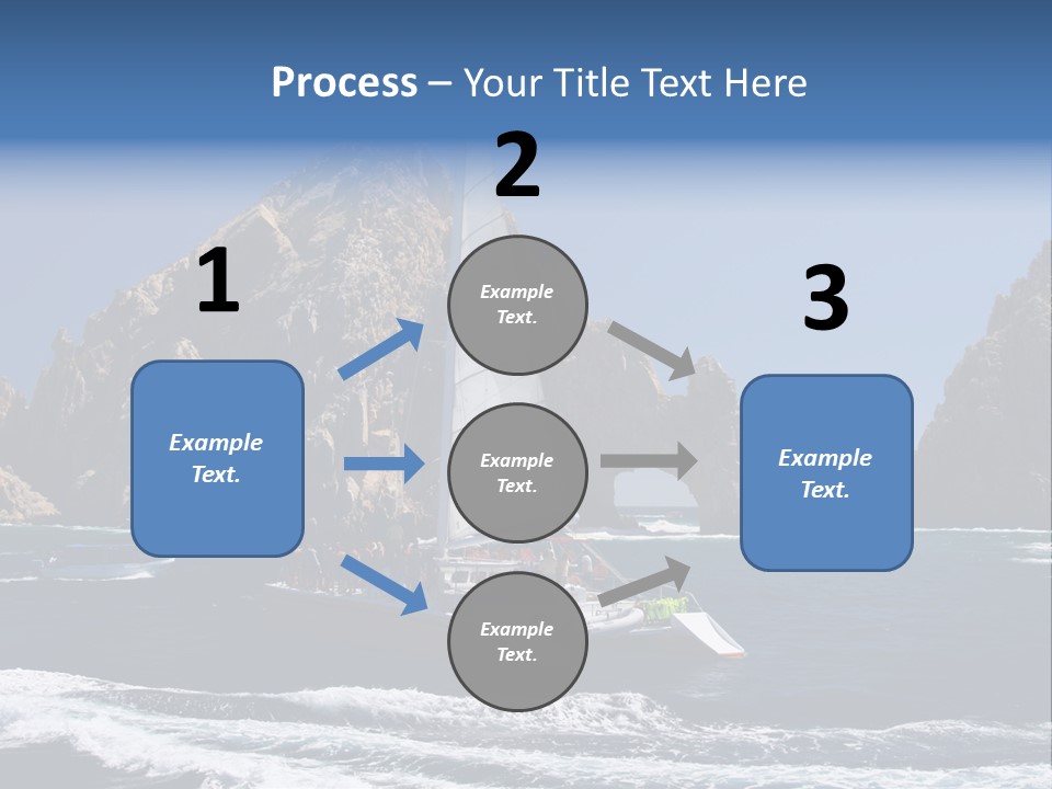 A Sailboat In The Ocean With Rocks In The Background PowerPoint Template