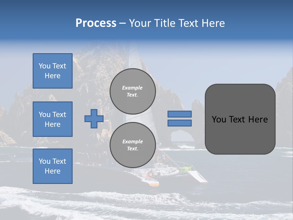 A Sailboat In The Ocean With Rocks In The Background PowerPoint Template