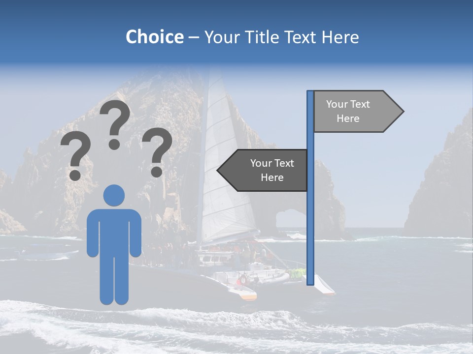 A Sailboat In The Ocean With Rocks In The Background PowerPoint Template