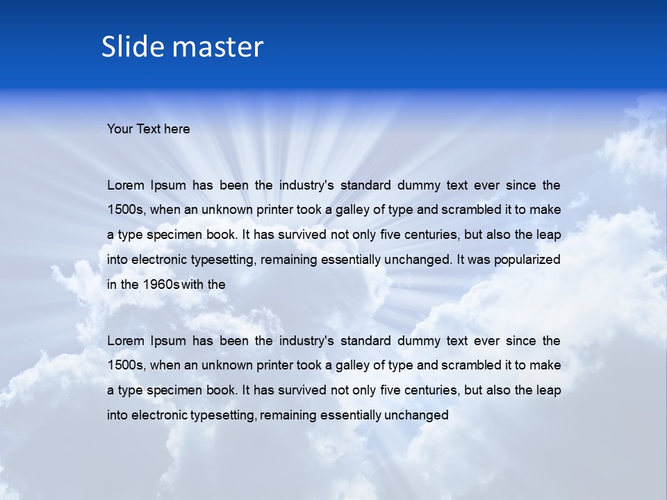 A Blue Sky With Clouds And Sun Rays PowerPoint Template