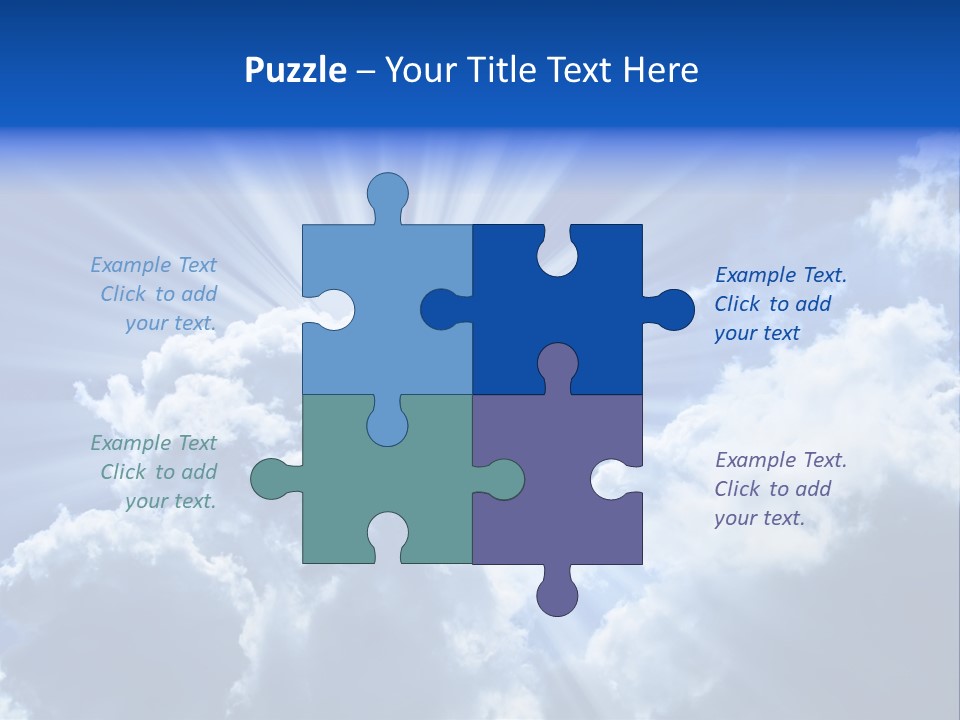 A Blue Sky With Clouds And Sun Rays PowerPoint Template