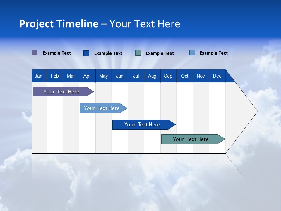 A Blue Sky With Clouds And Sun Rays PowerPoint Template