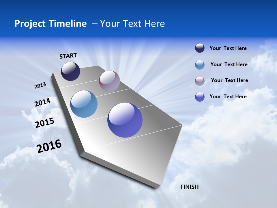 A Blue Sky With Clouds And Sun Rays PowerPoint Template