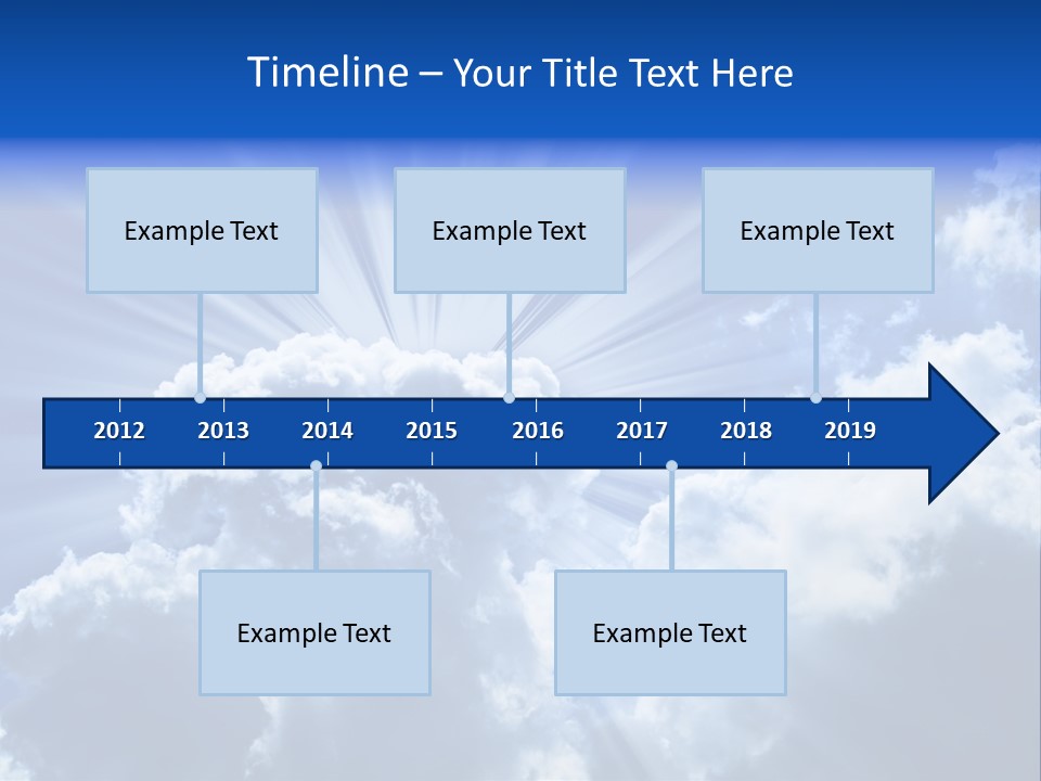 A Blue Sky With Clouds And Sun Rays PowerPoint Template