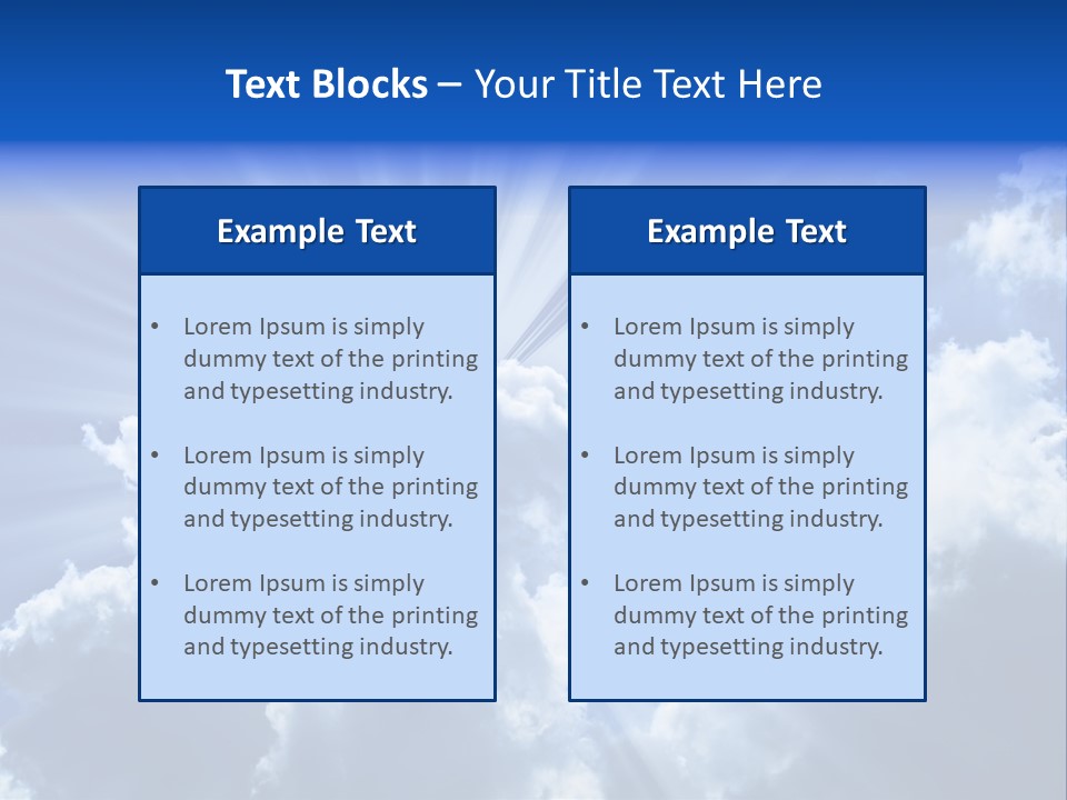 A Blue Sky With Clouds And Sun Rays PowerPoint Template
