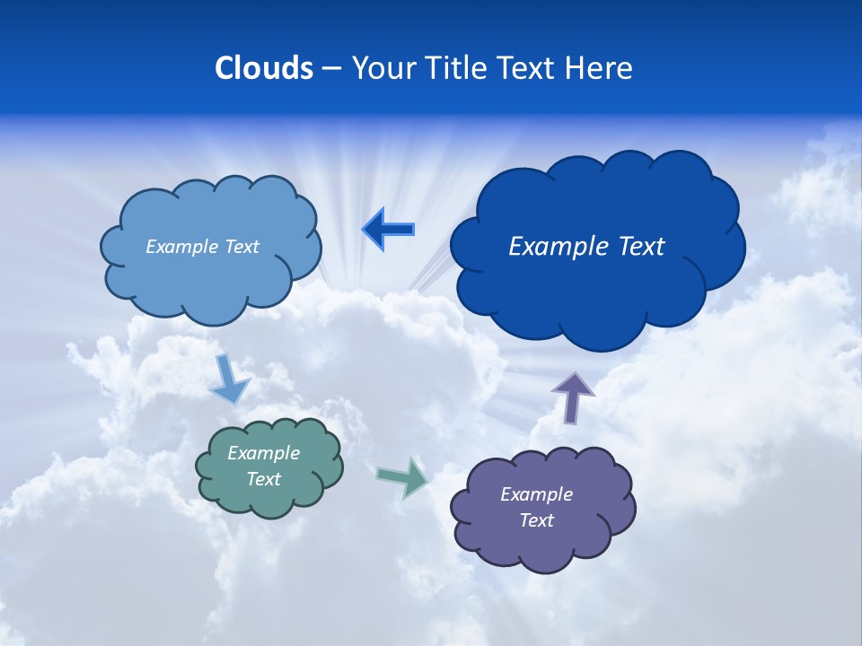 A Blue Sky With Clouds And Sun Rays PowerPoint Template