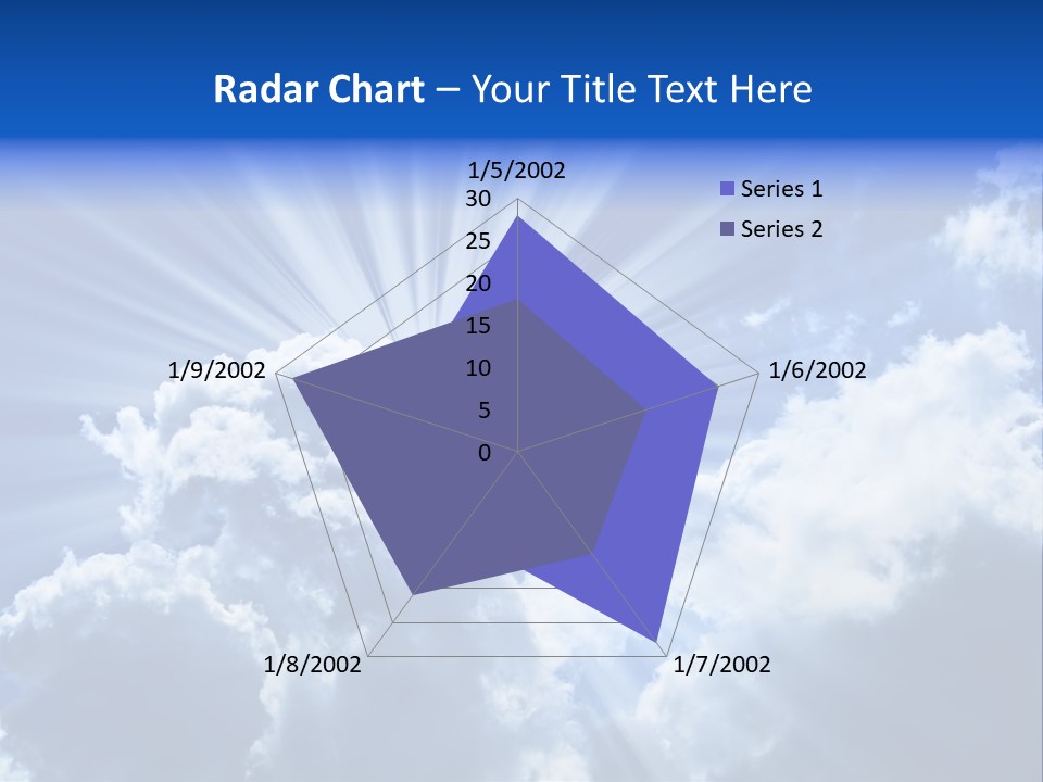 A Blue Sky With Clouds And Sun Rays PowerPoint Template