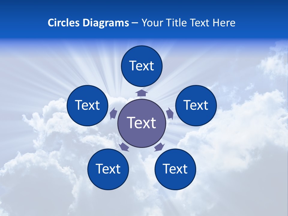 A Blue Sky With Clouds And Sun Rays PowerPoint Template