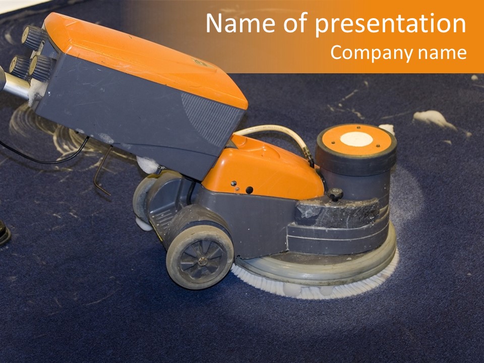 Cleaning Machine Washing An Office Carpet PowerPoint Template