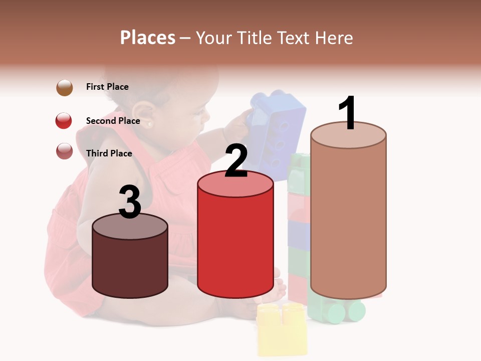 Adorable Baby Girl Playing With Building Blocks PowerPoint Template