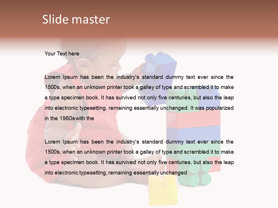 Adorable Baby Girl Playing With Building Blocks PowerPoint Template