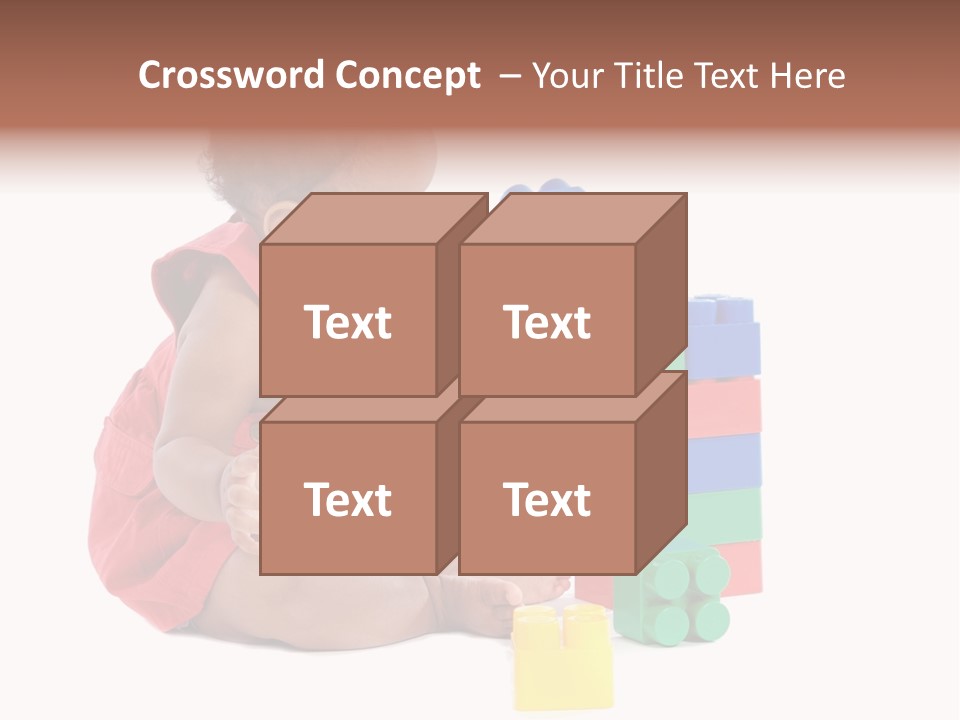 Adorable Baby Girl Playing With Building Blocks PowerPoint Template