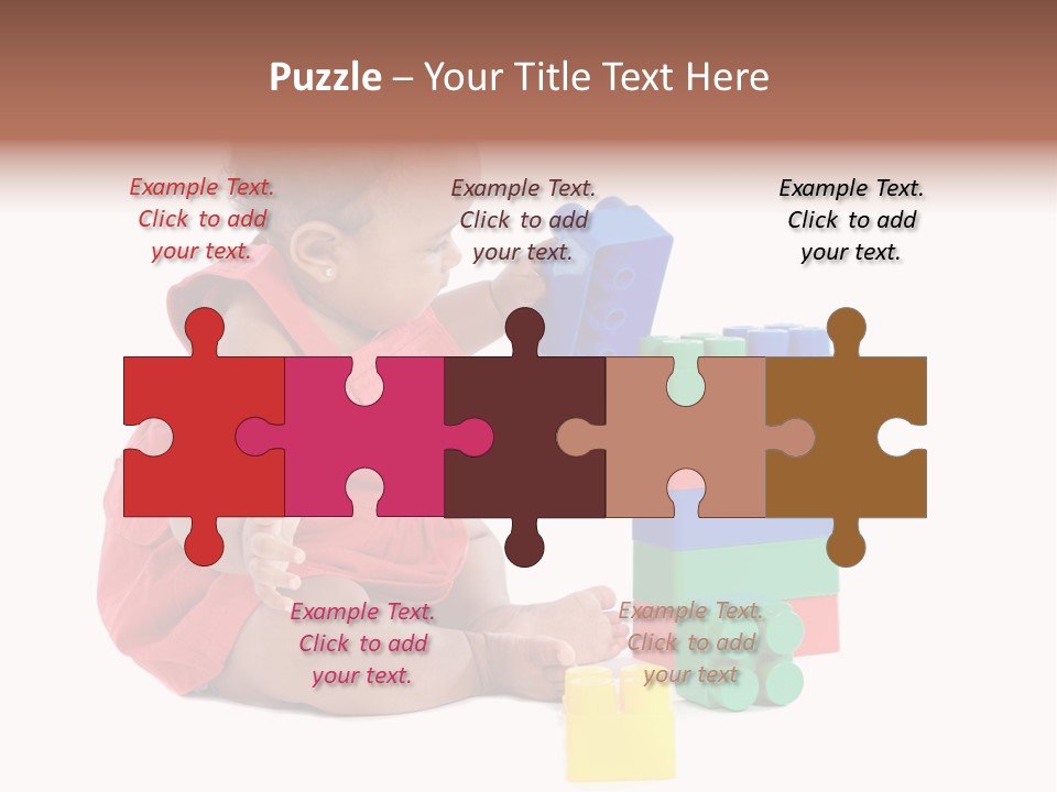 Adorable Baby Girl Playing With Building Blocks PowerPoint Template