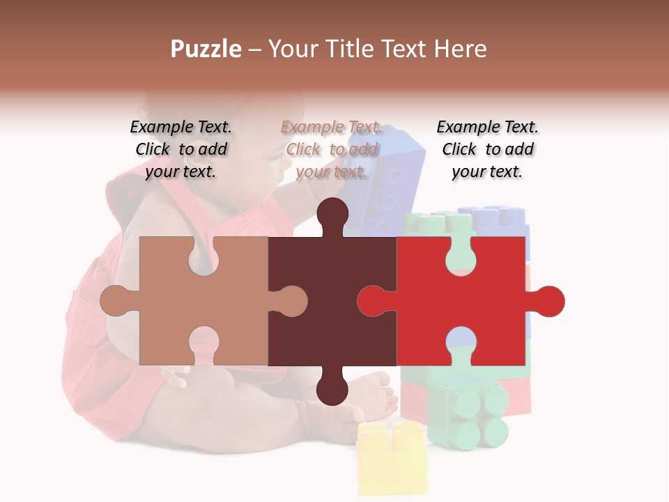 Adorable Baby Girl Playing With Building Blocks PowerPoint Template