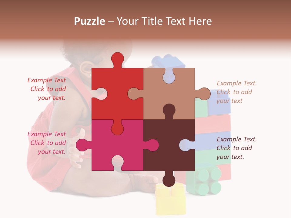 Adorable Baby Girl Playing With Building Blocks PowerPoint Template