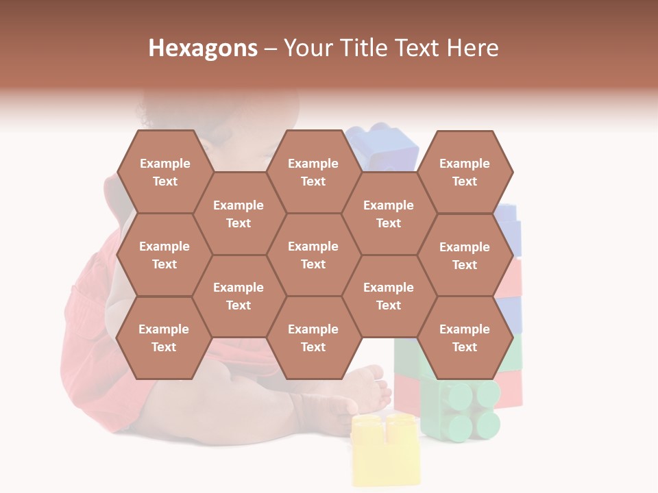 Adorable Baby Girl Playing With Building Blocks PowerPoint Template