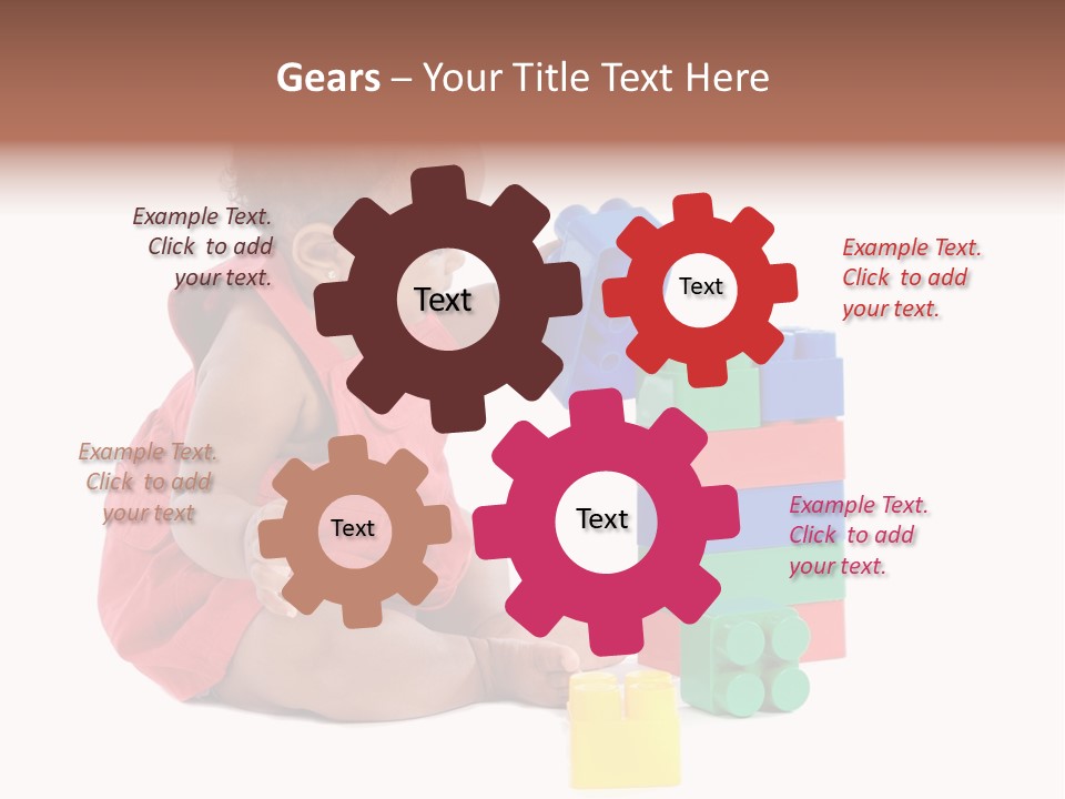 Adorable Baby Girl Playing With Building Blocks PowerPoint Template