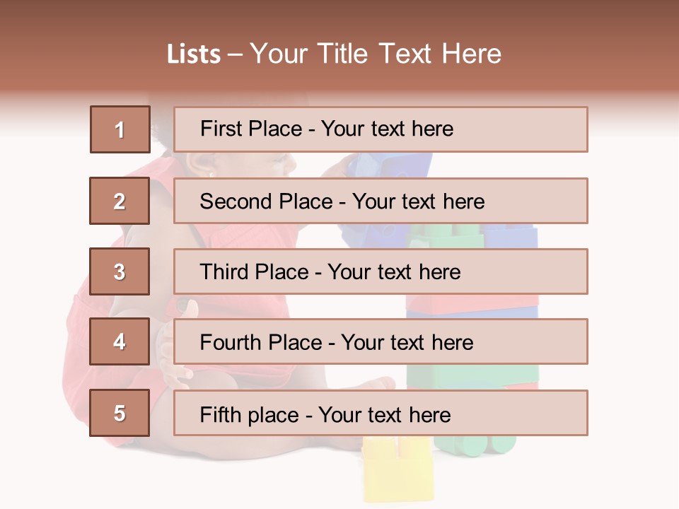 Adorable Baby Girl Playing With Building Blocks PowerPoint Template