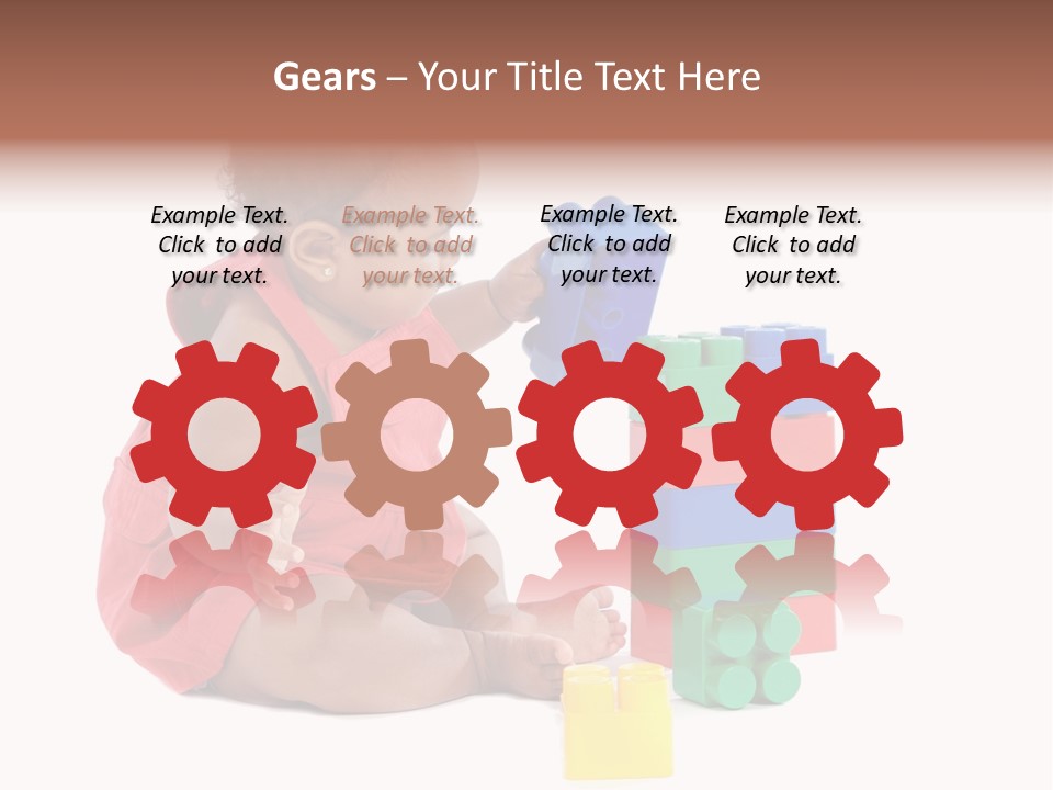 Adorable Baby Girl Playing With Building Blocks PowerPoint Template