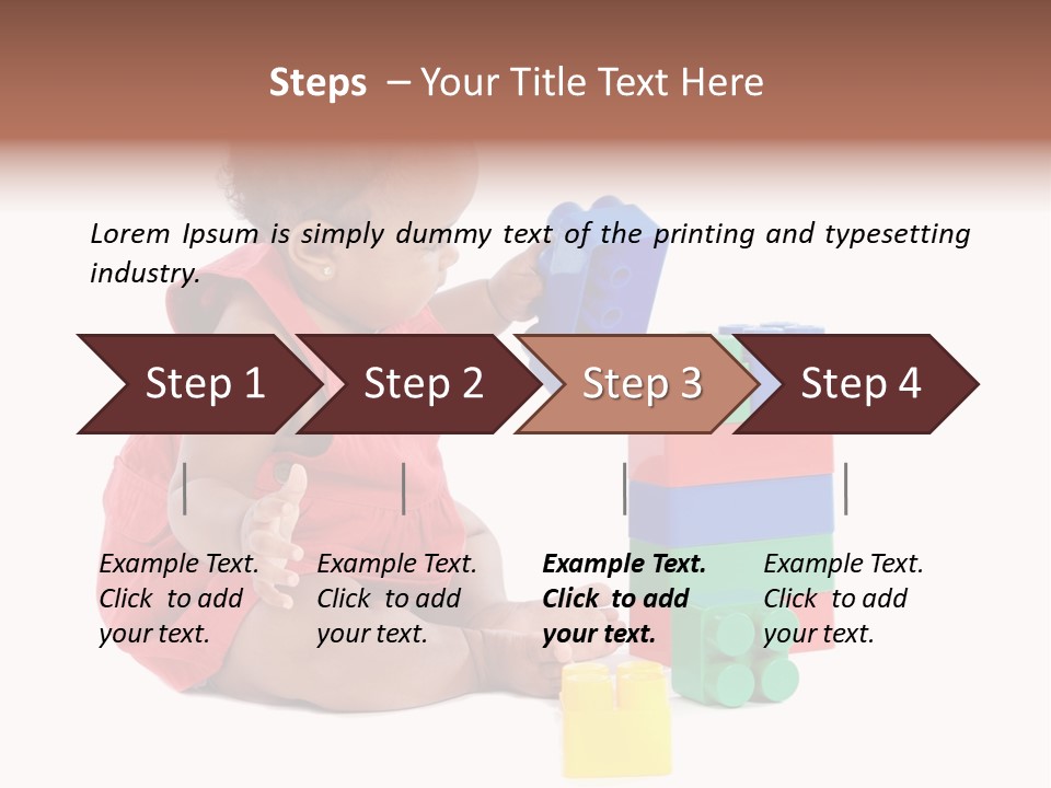 Adorable Baby Girl Playing With Building Blocks PowerPoint Template