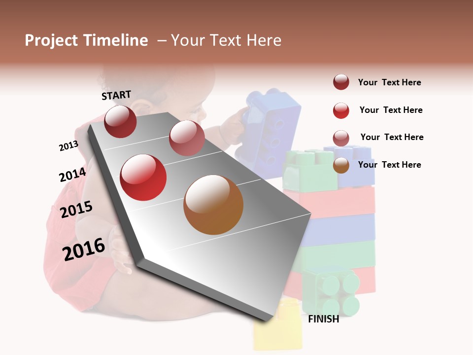 Adorable Baby Girl Playing With Building Blocks PowerPoint Template