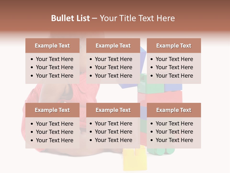 Adorable Baby Girl Playing With Building Blocks PowerPoint Template