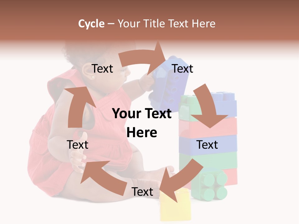 Adorable Baby Girl Playing With Building Blocks PowerPoint Template