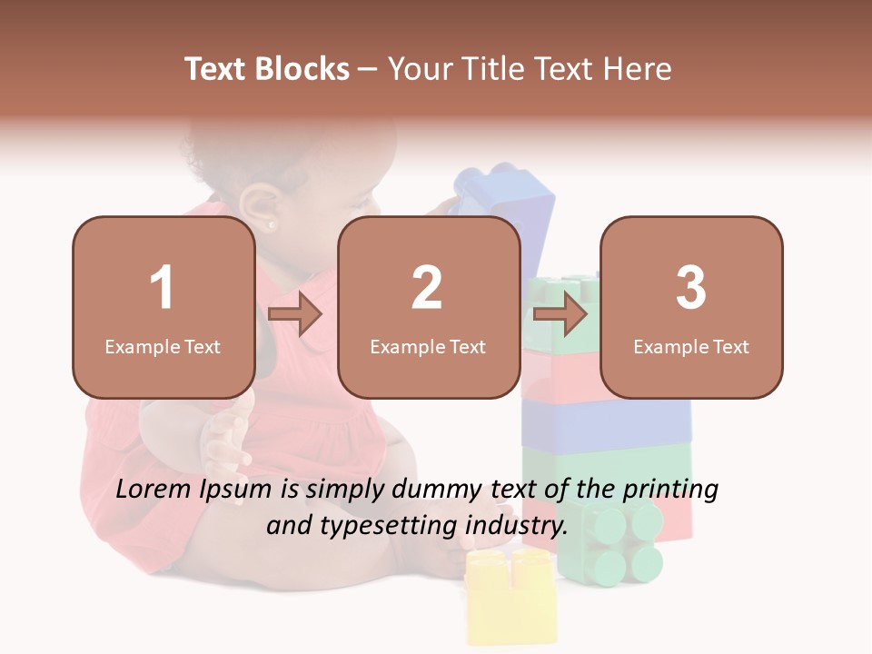 Adorable Baby Girl Playing With Building Blocks PowerPoint Template