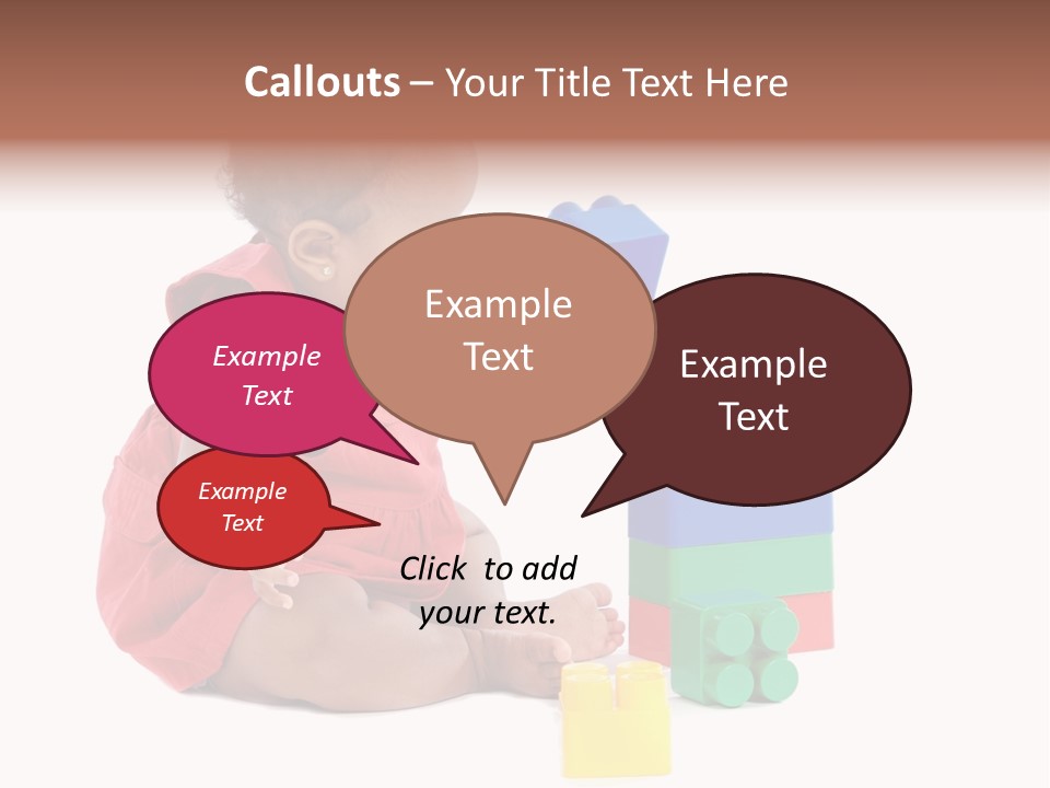 Adorable Baby Girl Playing With Building Blocks PowerPoint Template