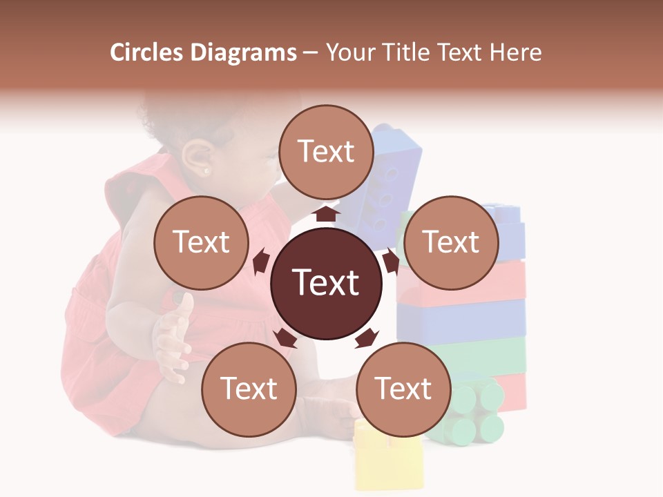 Adorable Baby Girl Playing With Building Blocks PowerPoint Template