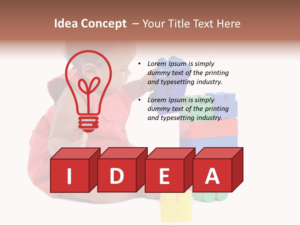 Adorable Baby Girl Playing With Building Blocks PowerPoint Template