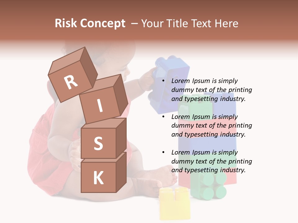 Adorable Baby Girl Playing With Building Blocks PowerPoint Template