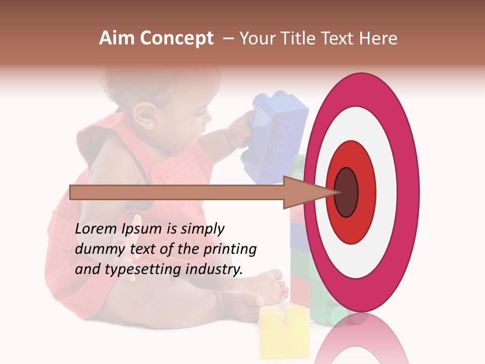 Adorable Baby Girl Playing With Building Blocks PowerPoint Template