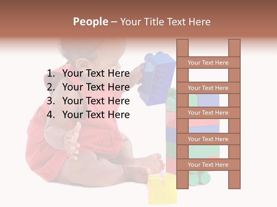 Adorable Baby Girl Playing With Building Blocks PowerPoint Template