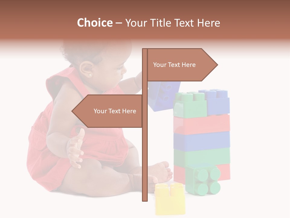 Adorable Baby Girl Playing With Building Blocks PowerPoint Template