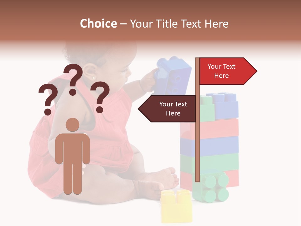 Adorable Baby Girl Playing With Building Blocks PowerPoint Template