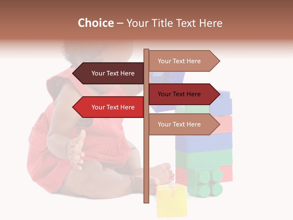 Adorable Baby Girl Playing With Building Blocks PowerPoint Template