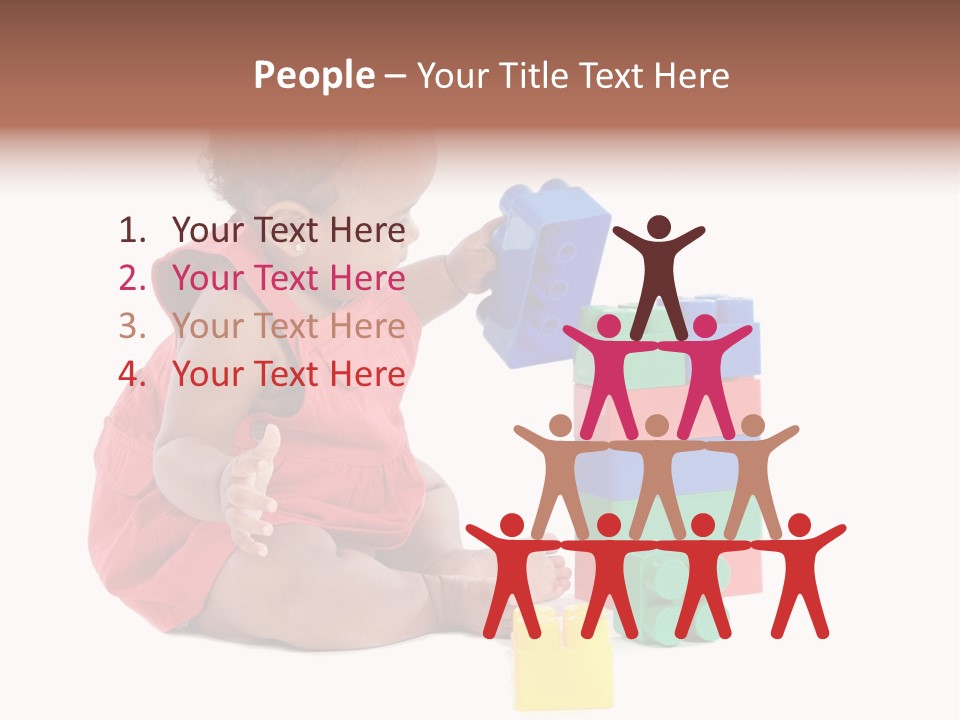 Adorable Baby Girl Playing With Building Blocks PowerPoint Template