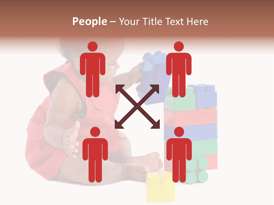 Adorable Baby Girl Playing With Building Blocks PowerPoint Template